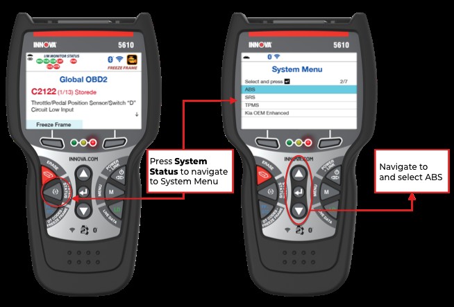 OBD2 ABS Tutorial Screen