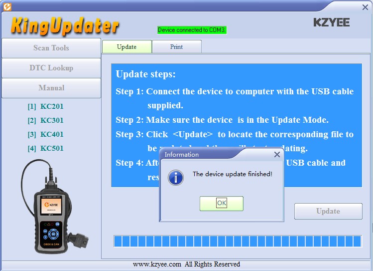 KC201 Update Finished