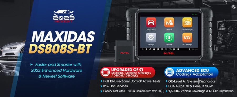 Autel MaxiDAS DS808S-BT Scanner Showing Diagnostic Trouble Codes