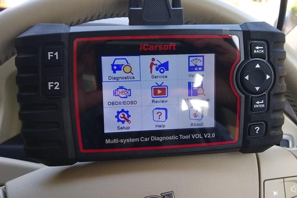 OBD2 scanner displaying diagnostic information