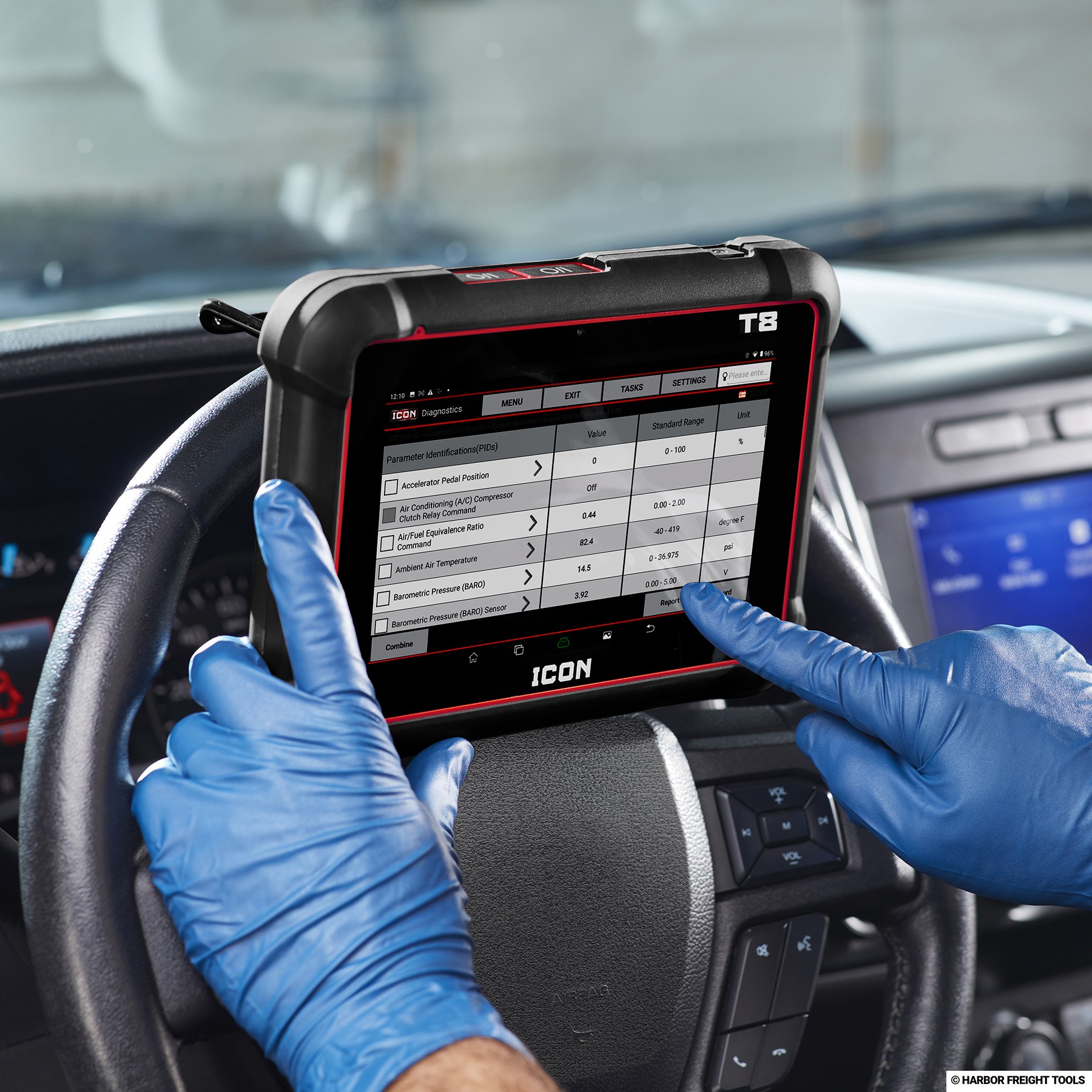 Harbor Freight ICON T8 Intelligent Diagnostic Scanner kit contents and carry case