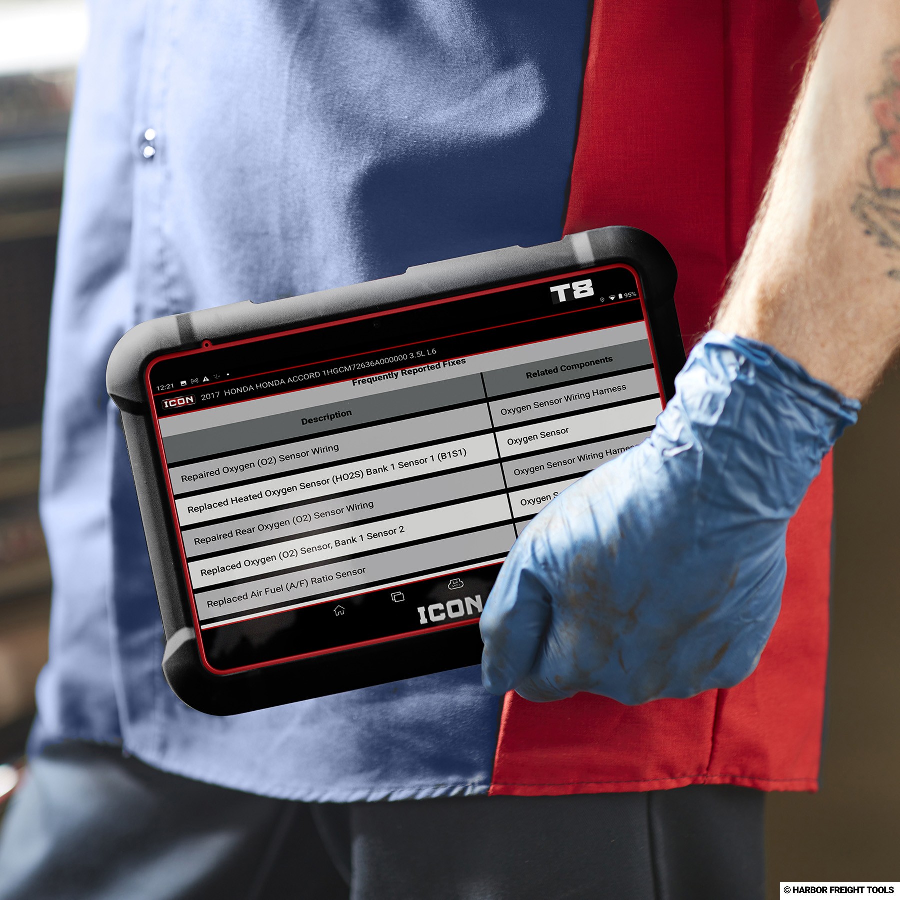 Harbor Freight ICON T8 Intelligent Diagnostic Scanner close up of screen