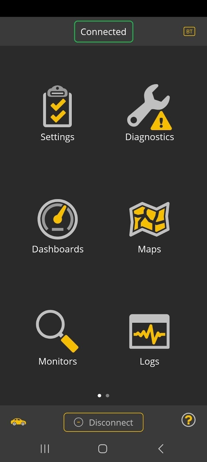 OBD2 scanner connecting to a car's OBD2 port, showing the connector and cable
