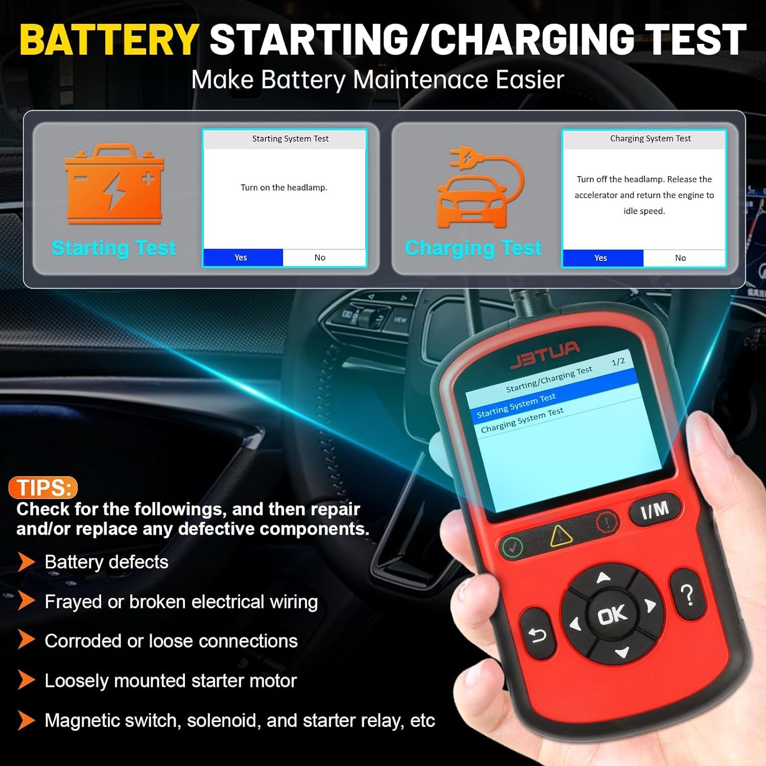 Autel AutoLink AL549 OBDII Code Reader Supports Car Battery &amp; Charging System Testing