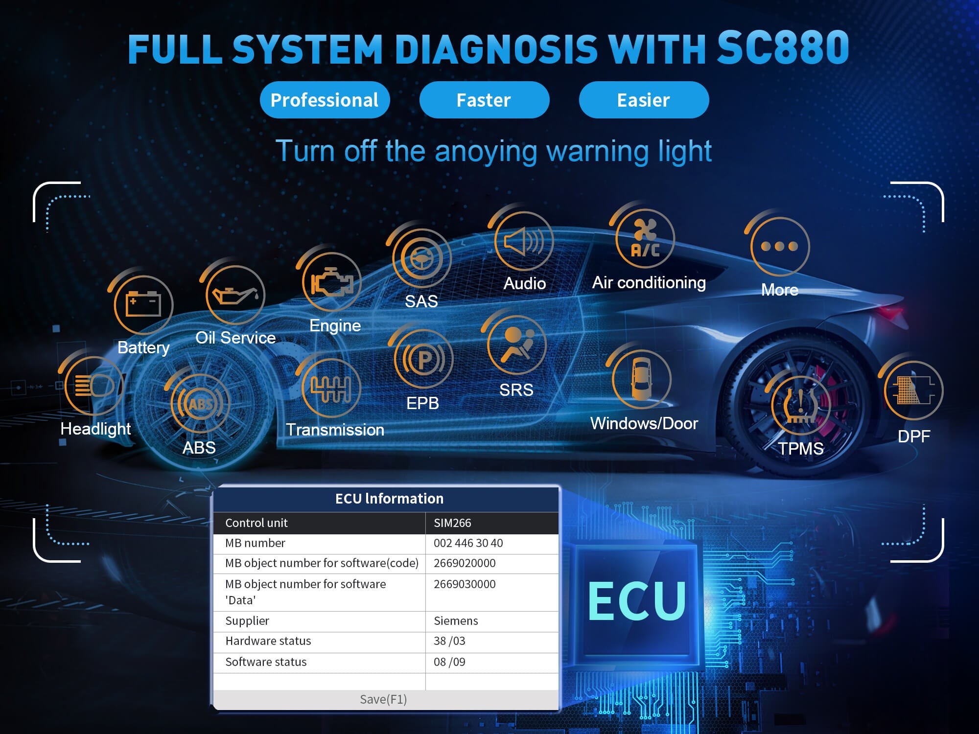 CGSULIT SC880 Advanced Car Diagnostic Tools with Full System Scan 