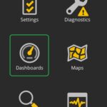 iOS Home screen with the Dashboards icon and Connected both highlighted.