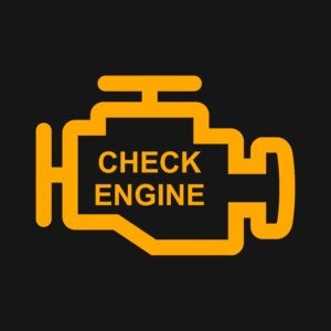 Check Engine Light on a car dashboard, indicating a potential issue.