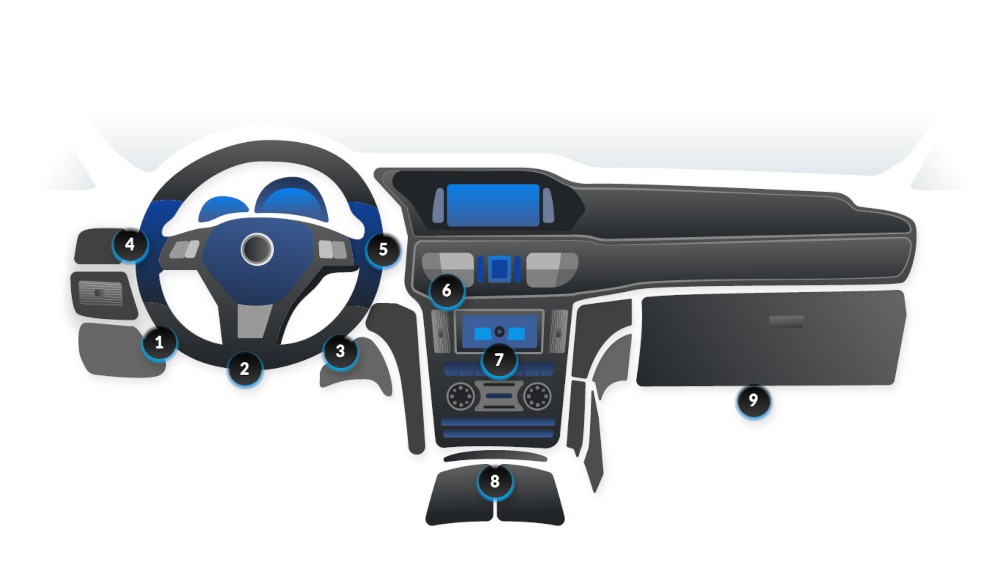 Various OBD2 port locations in different car models, showcasing the standardization and common placement