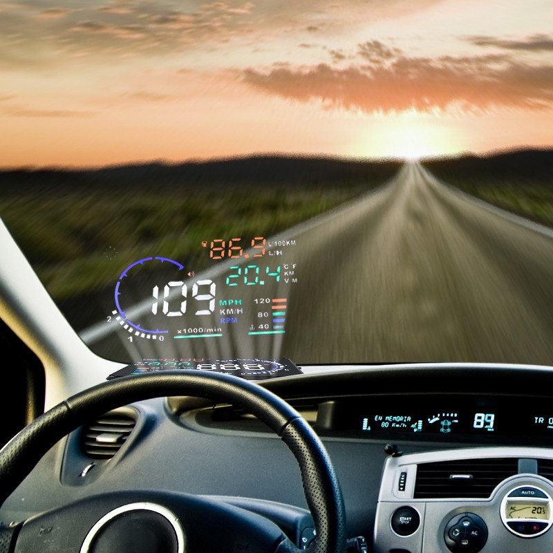 Close-up view of a HUD display