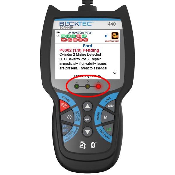The green, yellow, and red LEDs are used (with the LCD display) as visual aids to make it easier for the user to determine engine system conditions