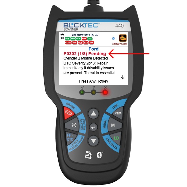 The Diagnostic Tool will display a code only if codes are present