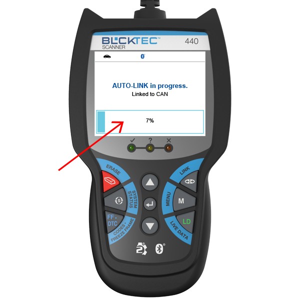 The tool begins with AUTO-LINK to identify the computer’s communication protocol
