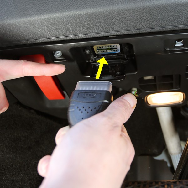 Data Link Connector (DLC) for connecting OBD2 scanner
