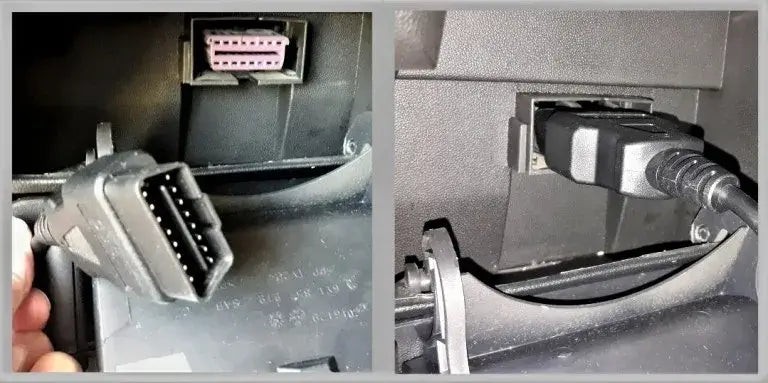 Connecting the OBDII code reader to the vehicle's port