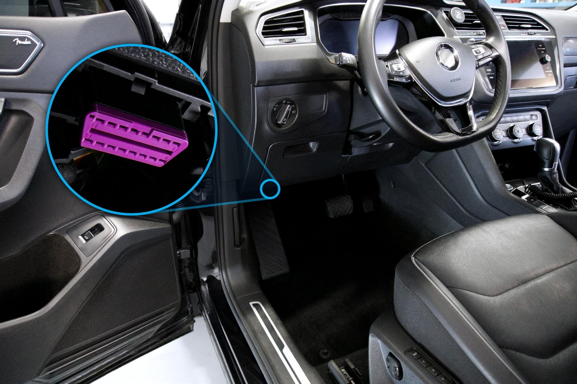 OBDII port location under the dashboard