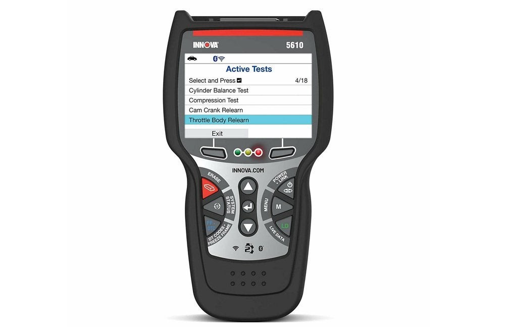 Innova 5610 scan tool with large color screen displaying diagnostic data