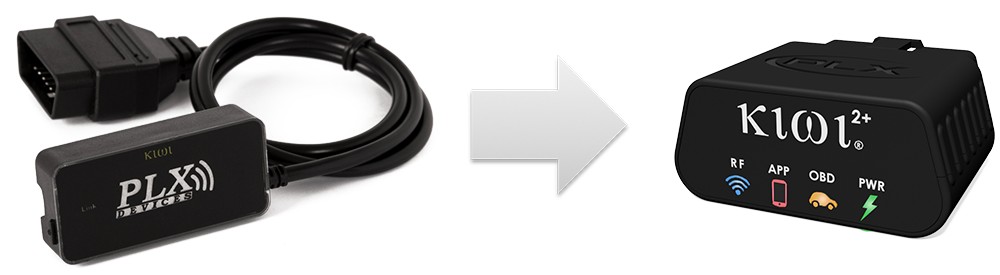 Kiwi PLX OBD2 device connected to a car's OBDII port
