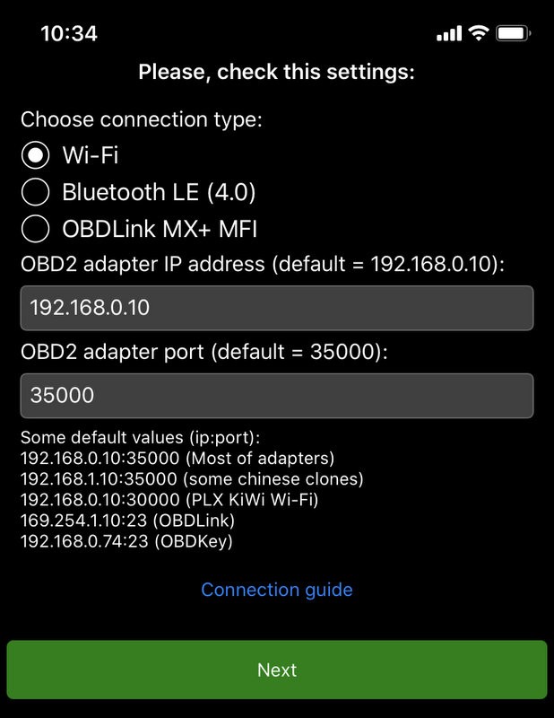 Car Scanner ELM OBD-2 app interface on iOS