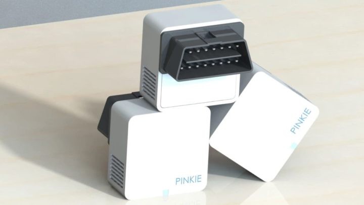 Pinkie OBD2 Adapter Connected to Car
