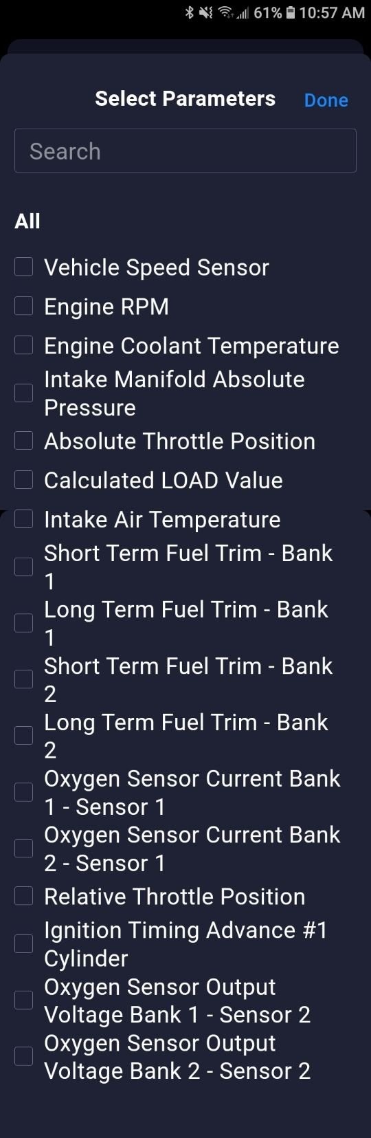 Hyper Tough OBD2 Bluetooth scanner live data scan options