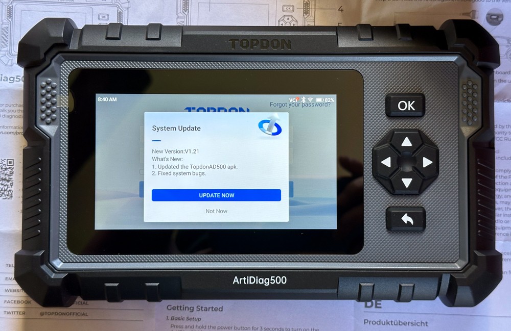 Topdon ArtiDiag500 Android Setup