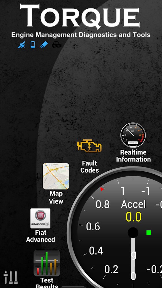 Customizable dashboard in Torque Pro OBD2 APK Mod, displaying real-time vehicle data