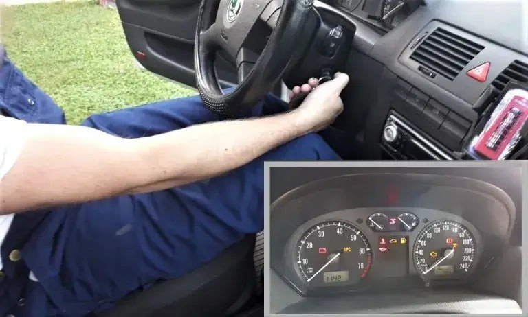 Turning on the ignition of the car