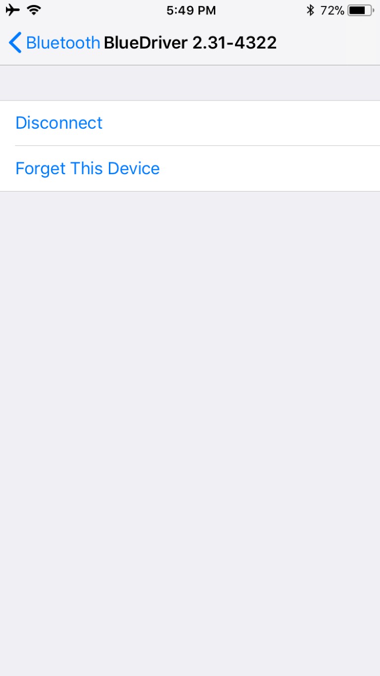 Forget Device BlueDriver