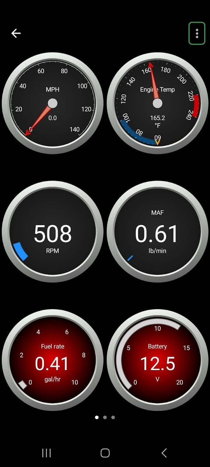 Android Dashboard screen with menu option highlighted.