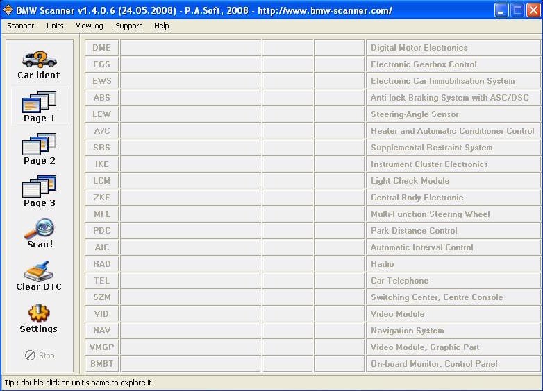BMW Scanner 1.4.0 Menu Navigation